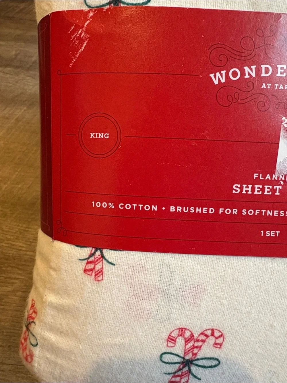 Wondershop Candy Cane Flannel Sheet Set KING Holiday NEW